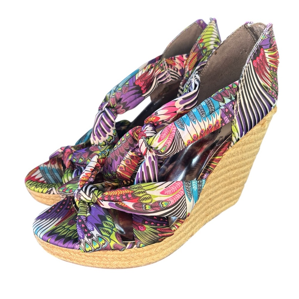 Carlos Santana Patterned Wedge Sandals